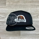 Grizzly Patch On Classic Rope Hat Black Ready To Go