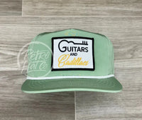 Guitars & Cadillacs On Green Poly Retro Rope Hat Ready To Go