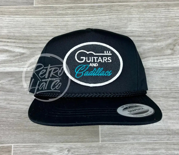 Guitars & Cadillacs (Oval) On Black Classic Rope Hat Ready To Go