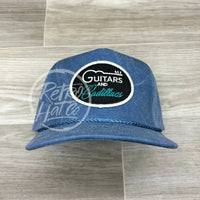 Guitars & Cadillacs (Oval) On Black / Turquoise Retro Rope Hat Ready To Go