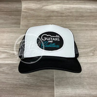 Guitars & Cadillacs (Oval) On Black/White Meshback Trucker Hat Ready To Go