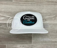 Guitars & Cadillacs (Oval) On Retro Rope Hat Solid White Ready To Go