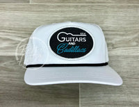 Guitars & Cadillacs (Oval) On Retro Rope Hat White W/Black Ready To Go