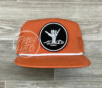 Hang Loose / Shakra Skeleton On Orange Poly Rope Hat Ready To Go