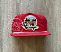 Happy Camper Patch On Retro Poly Rope Hat Red Ready To Go