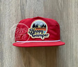 Happy Camper Patch On Retro Poly Rope Hat Red Ready To Go