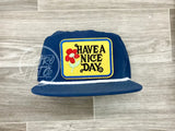 Have A Nice Day On Retro Poly Rope Hat Blue Ready To Go