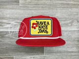 Have A Nice Day On Retro Poly Rope Hat Red Ready To Go