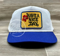 Have A Nice Day On Retro White/Blue Snapback Hat Ready To Go