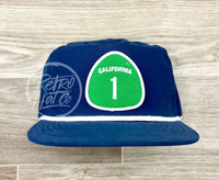 Highway 1 California On Retro Poly Rope Hat Blue Ready To Go