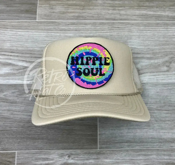 Hippie Soul On Beige Meshback Trucker Hat Ready To Go