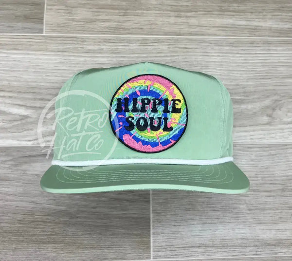 Hippie Soul On Green Retro Poly Rope Hat Ready To Go