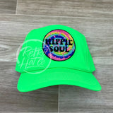 Hippie Soul On Nylon Retro Trucker Hat Neon Lime Ready To Go