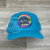 Hippie Soul On Nylon Retro Trucker Hat Turquoise Ready To Go