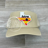 Houston Astros / Texas Patch On Beige Meshback Trucker Hat Ready To Go