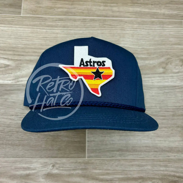 Houston Astros / Texas Patch On Blue Classic Rope Hat Ready To Go