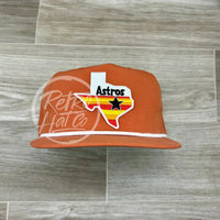 Houston Astros / Texas Patch On Orange Poly Retro Rope Hat Ready To Go