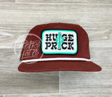 Huge Prick Patch On Black Retro Hat With White Rope Maroon W/White Ready To Go