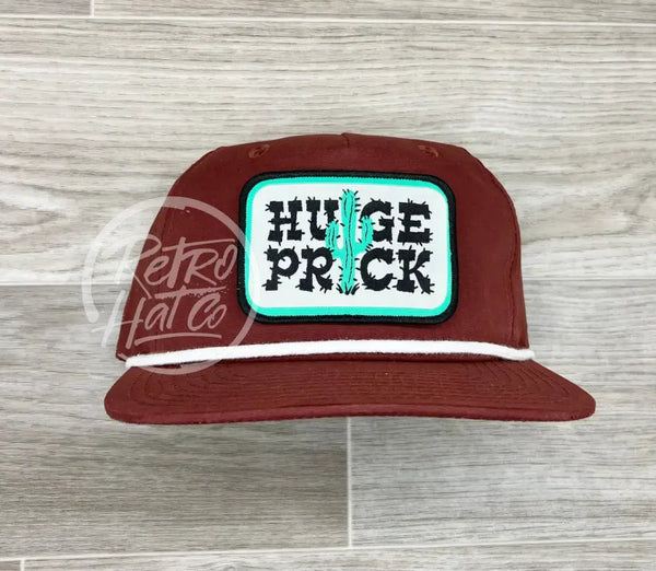 Huge Prick Patch On Black Retro Hat With White Rope Maroon W/White Ready To Go