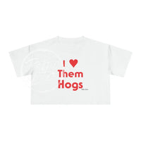 I Heart (Love) Them Hogs Crop Top T - Shirt White / Xs