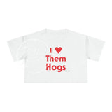 I Heart (Love) Them Hogs Crop Top T - Shirt White / Xs