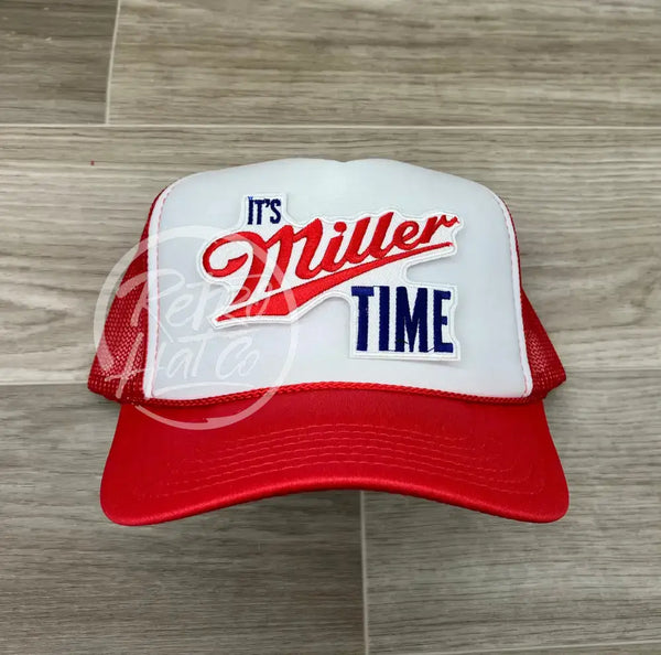 Time Patch On Red/White Meshback Trucker Hat Ready To Go