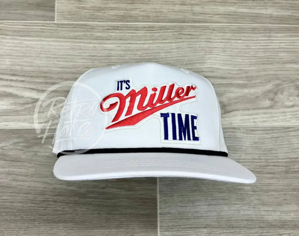 Time Patch On White Retro Hat W/Black Rope Ready To Go