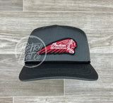 Indian Motorcycle Chief Headdress (Maroon) On Retro Rope Hat Gray W/Black Ready To Go