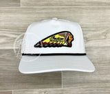 Indian Motorcycle Chief Headdress (Yellow) On Retro Rope Hat White W/Black Ready To Go