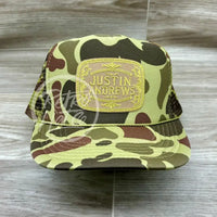 Justin Andrews Gold Buckle Patch On Full Camo Meshback Trucker Ready To Go