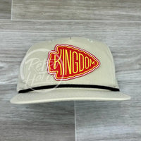 Kansas City Chiefs Kingdom Patch On Beige Retro Hat W/Black Rope Ready To Go