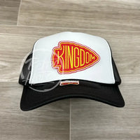 Kansas City Chiefs Kingdom Patch On Black/White Meshback Trucker Hat Ready To Go