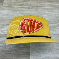 Kansas City Chiefs Kingdom Patch On Mustard Retro Hat W/Black Rope Ready To Go