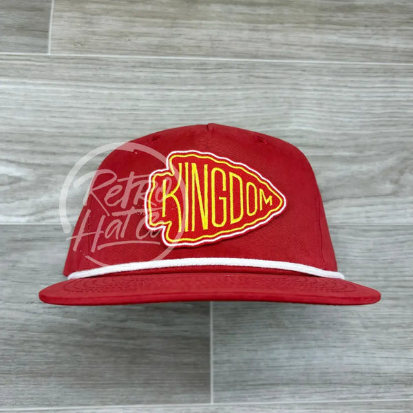 Kansas City Chiefs Kingdom Patch On Red Retro Hat W/White Rope Ready To Go