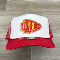 Kansas City Chiefs Kingdom Patch On Red/White Meshback Trucker Hat Ready To Go