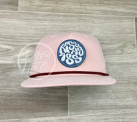 Kiss My Ass On Retro Rope Hat Blush W/Maroon Ready To Go