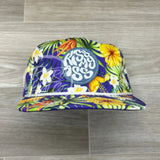 Kiss My Ass Patch On Purple Hawaiian Retro Rope Hat W/Leather Strap Back Ready To Go