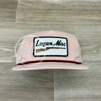 Logan Mac Rifle Patch On Blush Retro Hat W/ Maroon Rope Ready To Go