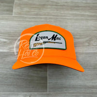 Logan Mac Rifle Patch On Hunters Orange Retro Hat Ready To Go