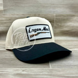 Logan Mac Rifle Patch On Natural/Black Retro Hat Ready To Go