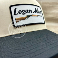 Logan Mac Rifle Patch On Natural/Black Retro Hat Ready To Go