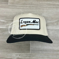 Logan Mac Rifle Patch On Natural/Black Retro Hat Black/White Ready To Go