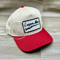 Logan Mac Rifle Patch (B&W) On Natural/Red Retro Hat Ready To Go