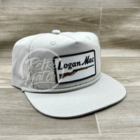 Logan Mac Rifle Patch (B&W) On Solid Smoke Gray Retro Rope Hat Ready To Go