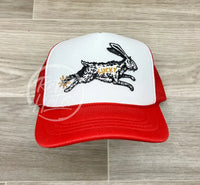 Lucky Rabbit On Red/White Meshback Trucker Hat Ready To Go