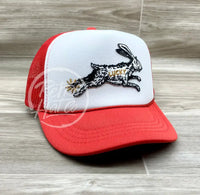 Lucky Rabbit On Red/White Meshback Trucker Hat Ready To Go