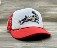 Lucky Rabbit On Red/White Meshback Trucker Hat Ready To Go