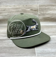 Lucky Rabbit On Retro Rope Hat Olive W/White Ready To Go