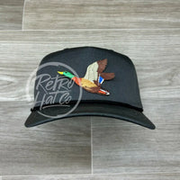Mallard Duck Patch On Retro Rope Hat Gray W/Black Ready To Go