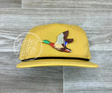 Mallard Duck Patch On Retro Rope Hat Mustard W/Black Ready To Go
